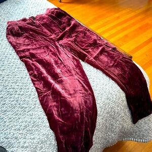Madewelll velvet pants in deep red/merlot